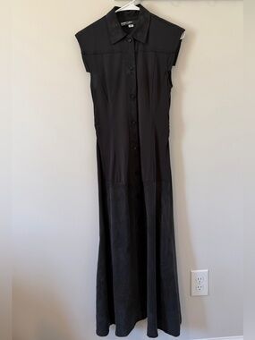 Bimba Y Lola Maxi Shirt Dress Black Size Small Lyocell Sleeveless